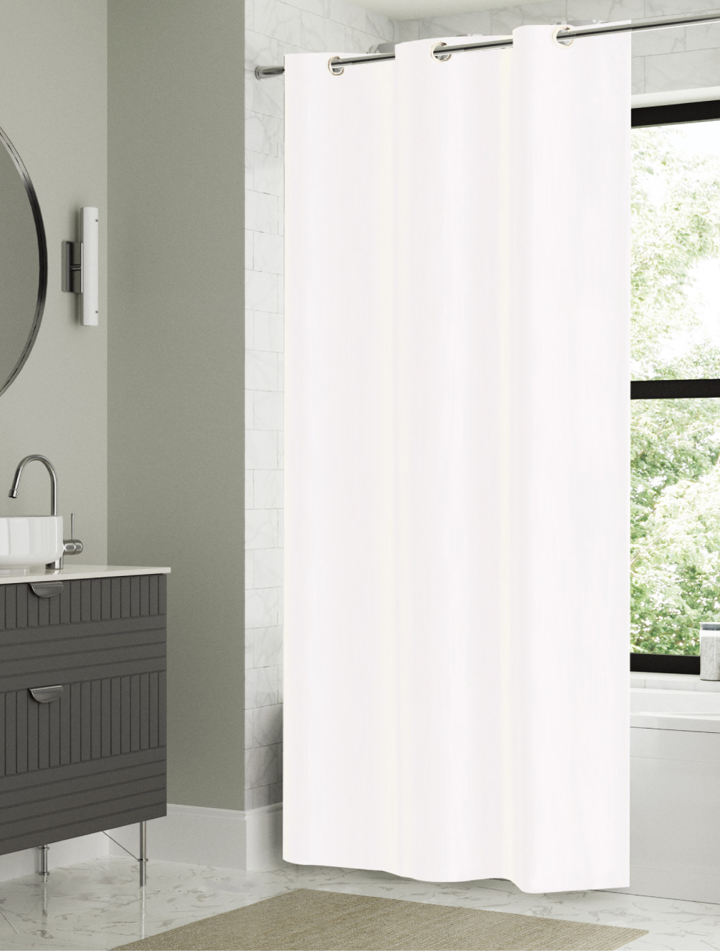 Brushed Fabric Shower Curtain White