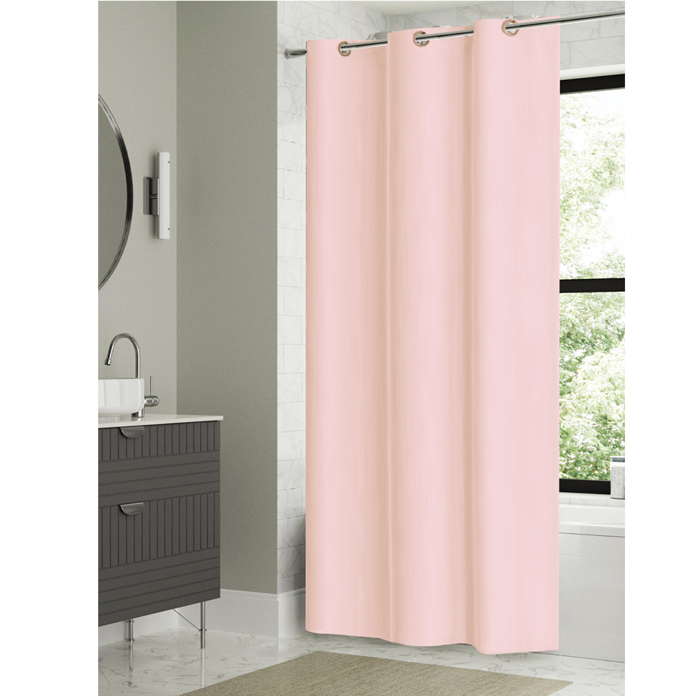 Brushed Fabric Shower Curtain Pink
