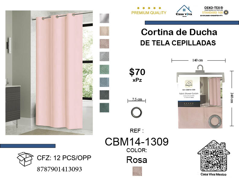 Brushed Fabric Shower Curtain Pink 140*240 cm