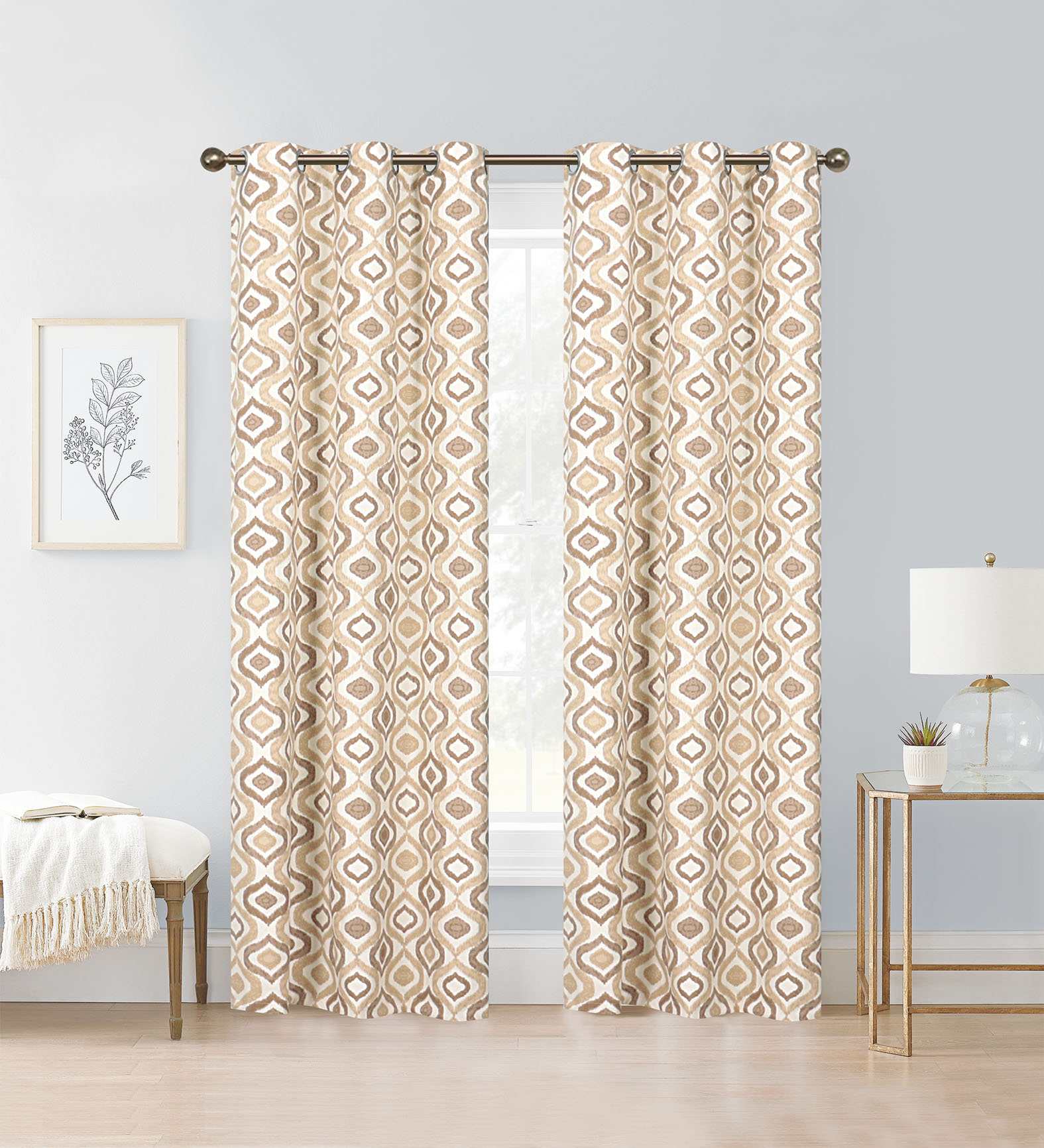 Linen Pattern Curtain Brown