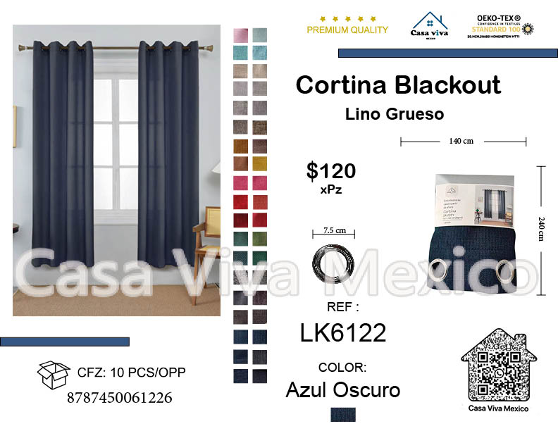 Thick Linen Curtains Dark Blue 140*240 cm