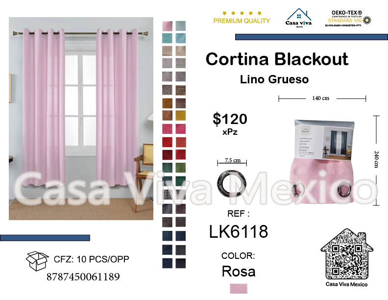 Thick Linen Curtains Pink 140*240 cm