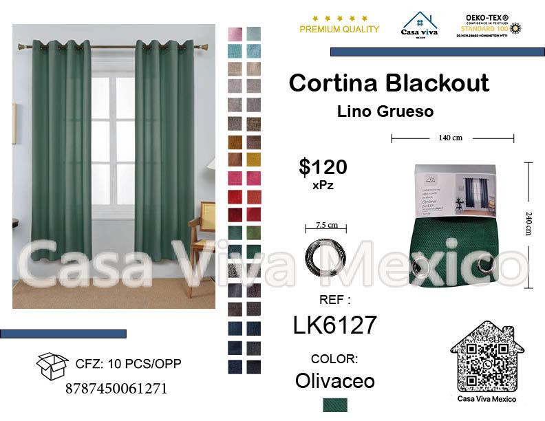 Thick Linen Curtains Olive Grove 140*240 cm