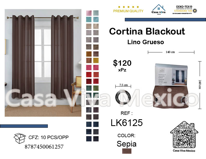 Thick Linen Curtains Sepia 140*240 cm