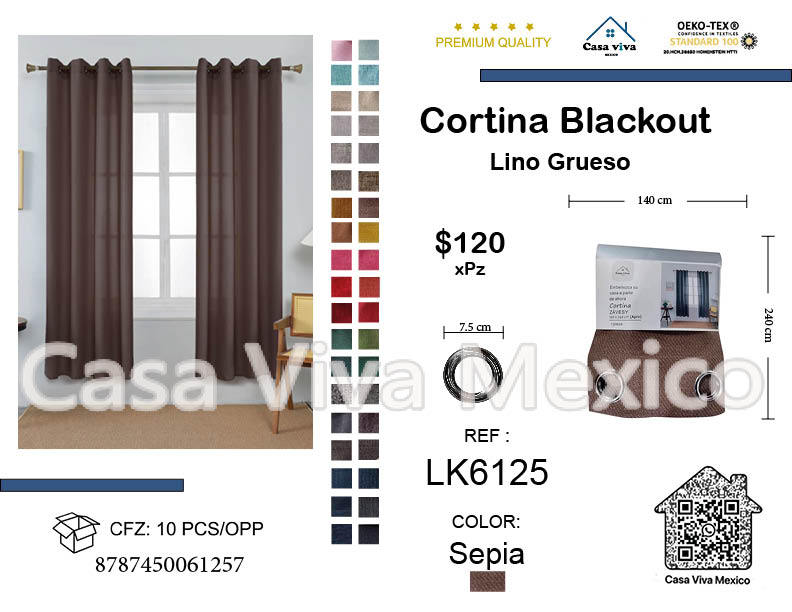 Thick Linen Curtains Sepia 140*240 cm