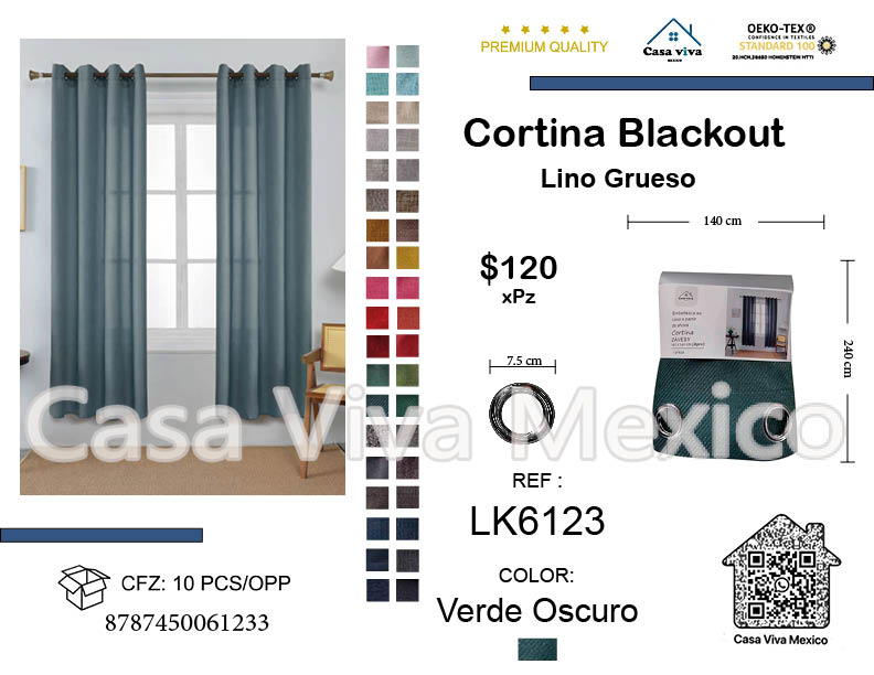 Thick Linen Curtains Darj Green 140*240 cm