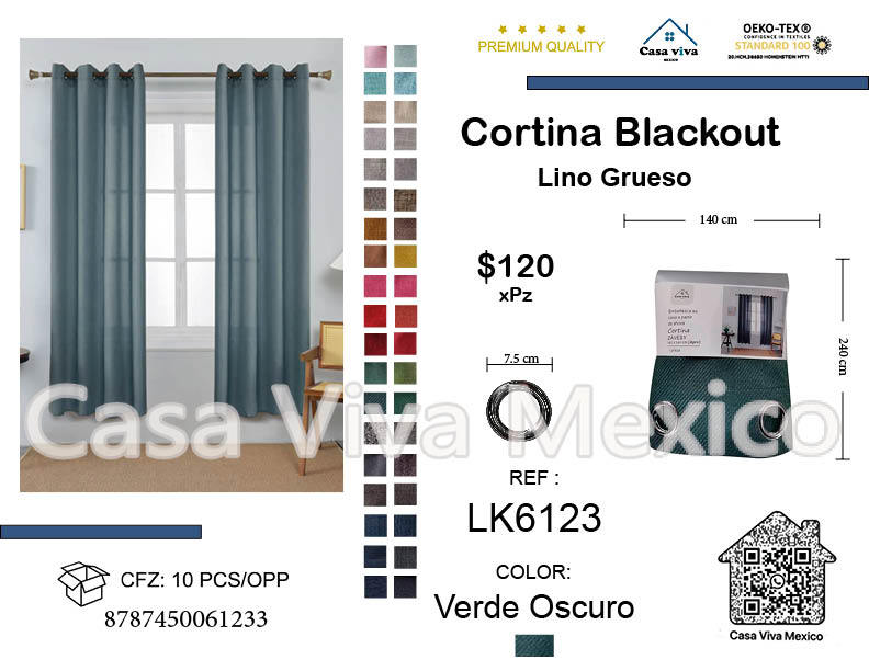 Thick Linen Curtains Darj Green 140*240 cm