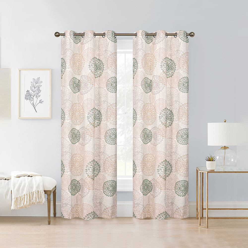Linen Pattern Curtain Brown