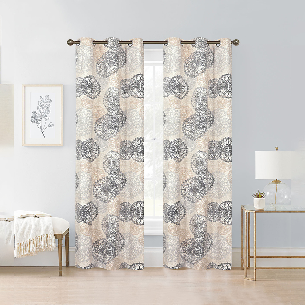 Linen Pattern Curtain Gray