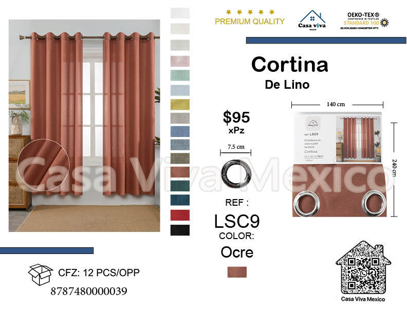 Linen Curtains Livingroom Ochre 140*240 cm