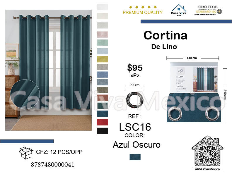 Linen Curtains Livingroom Dark Blue 140*240 cm