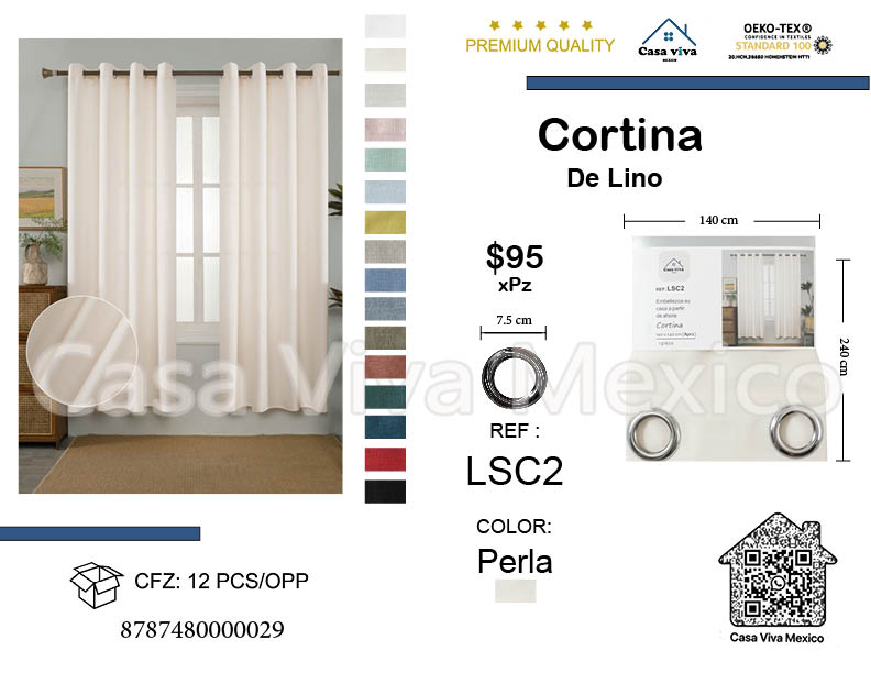 Linen Curtains Livingroom Pearl 140*240 cm