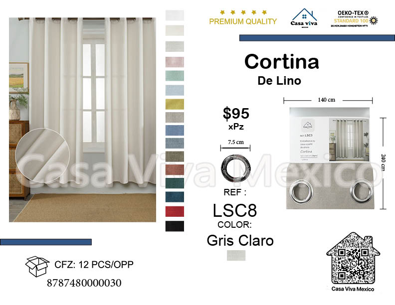 Linen Curtains Livingroom Light Gray 140*240 cm