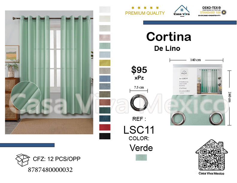 Linen Curtains Livingroom Green 140*240 cm