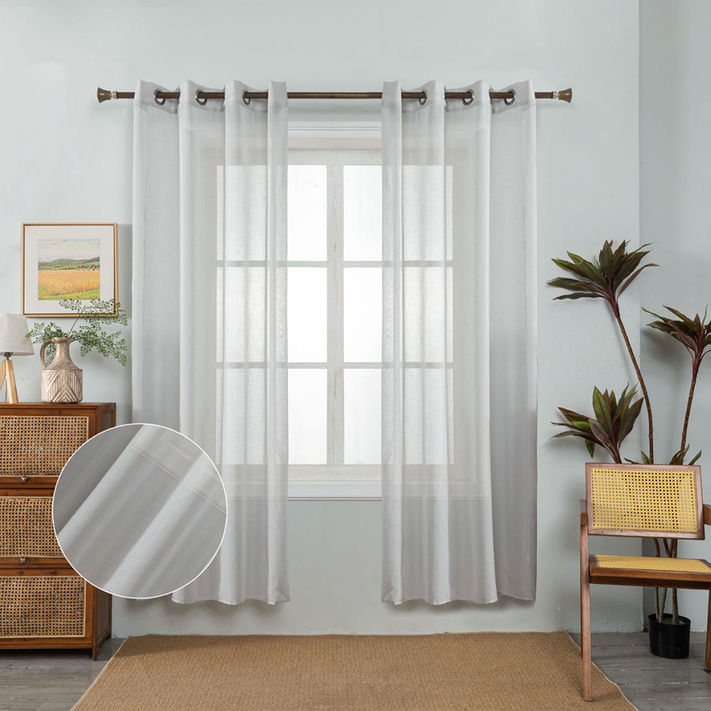 Linen Curtains Livingroom Brown Gray