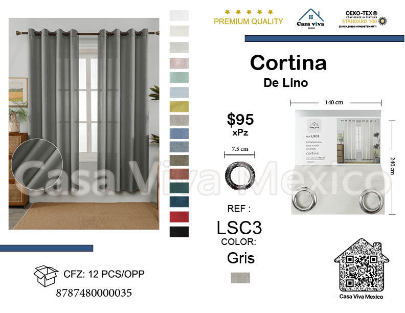 Linen Curtains Livingroom Gray 140*240 cm