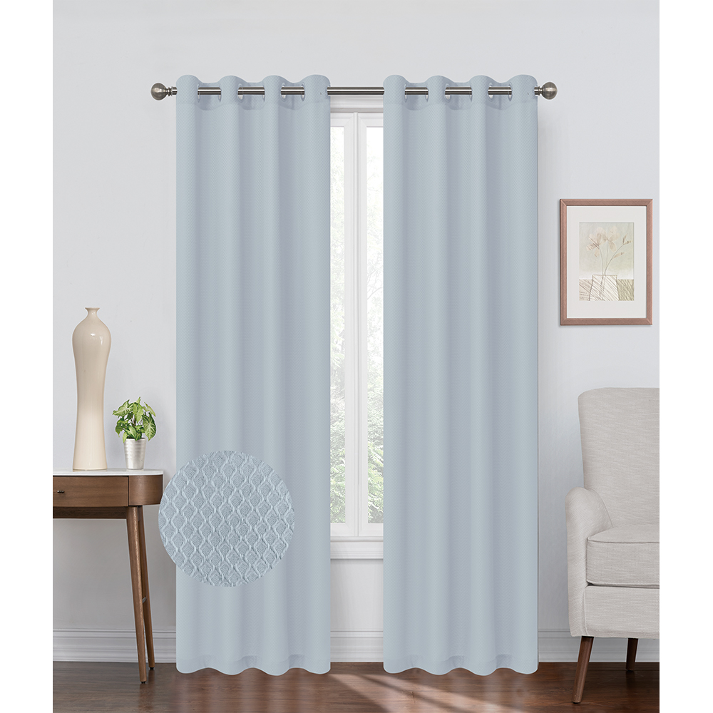Curtain Jackquard Livingroom Blue Gray