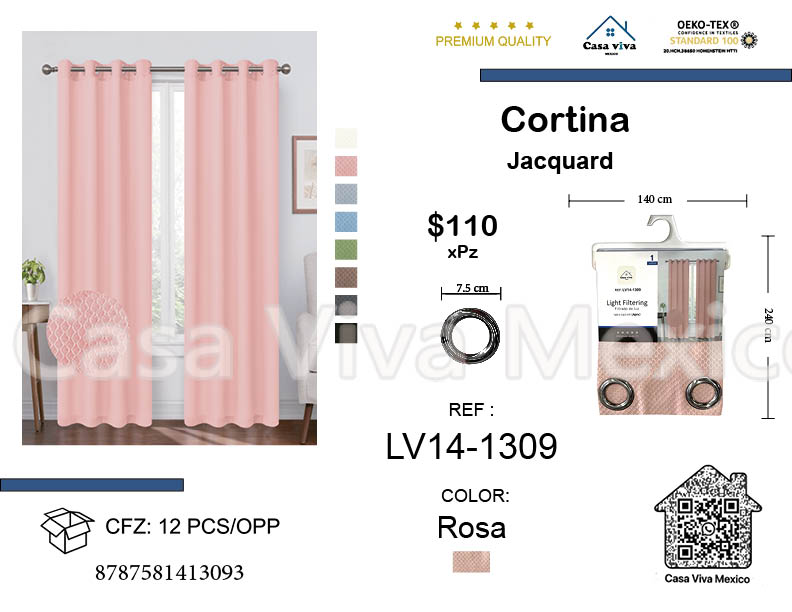 Curtain Jackquard Livingroom Pink 140*240 cm