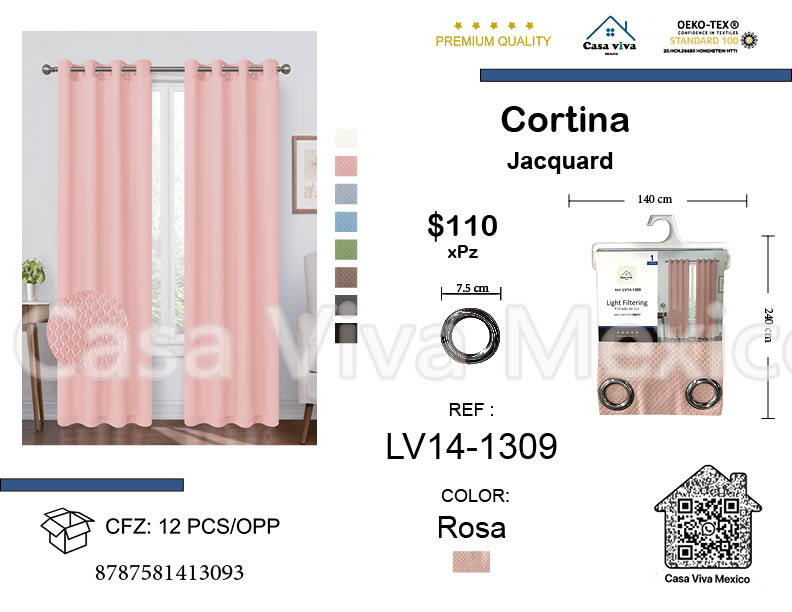 Curtain Jackquard Livingroom Pink 140*240 cm