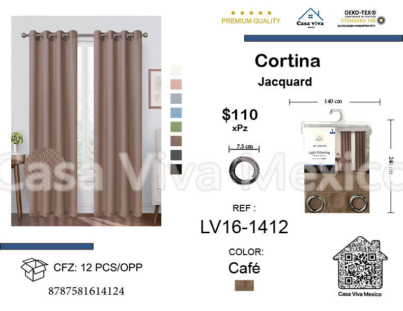 Curtain Jackquard Livingroom Brown 140*240 cm