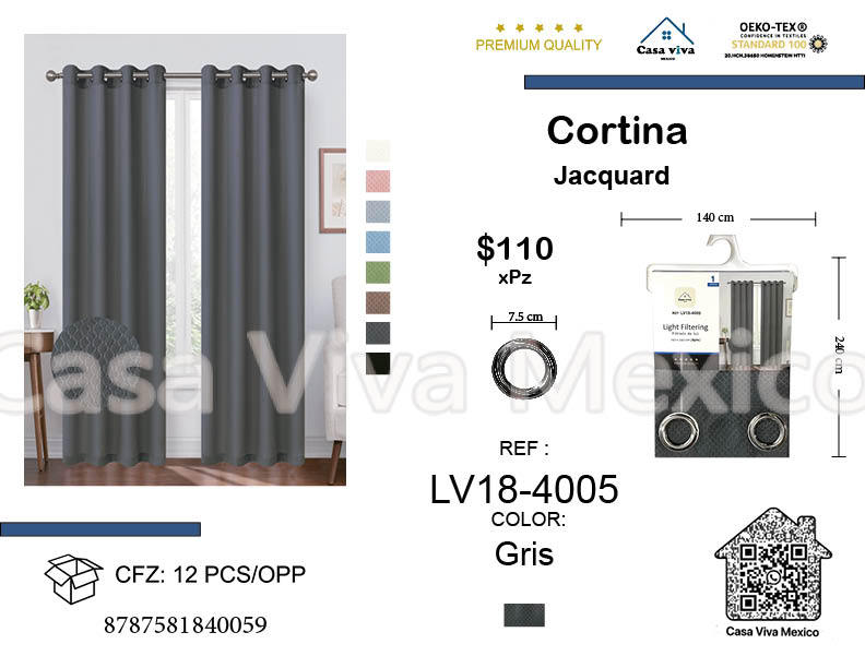 Curtain Jackquard Livingroom Gray 140*240 cm