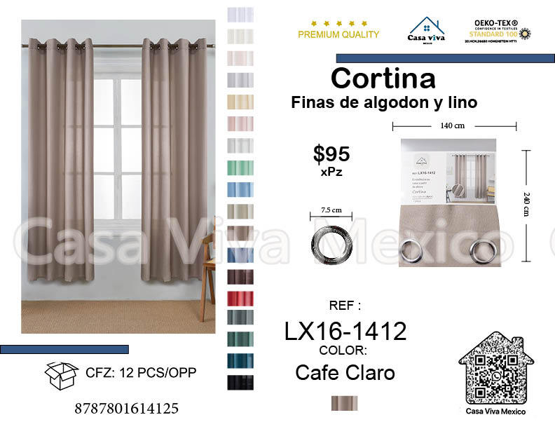 Fine Cotton and Linen Curtains Livingroom Brown Gray140*240 cm140*240 cm