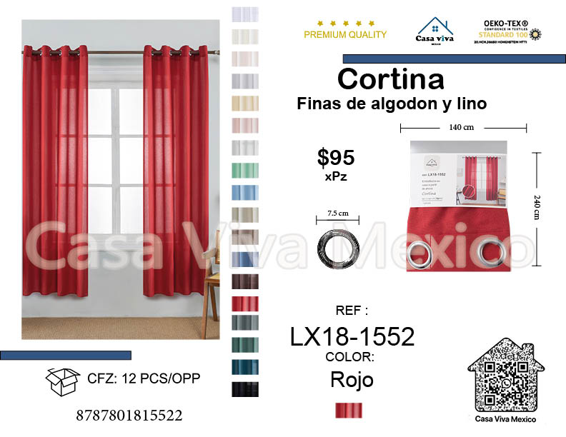 Fine Cotton and Linen Curtains Livingroom Red Gray 140*240 cm
