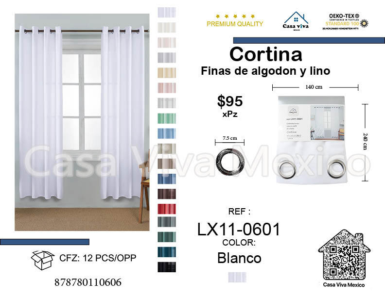 Fine Cotton and Linen Curtains Livingroom White 140*240 cm