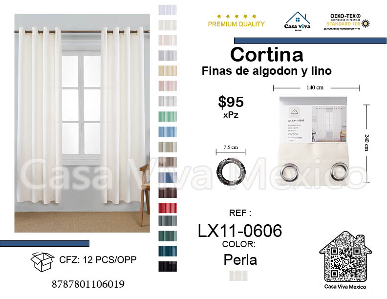 Fine Cotton and Linen Curtains Livingroom Pearl 140*240 cm