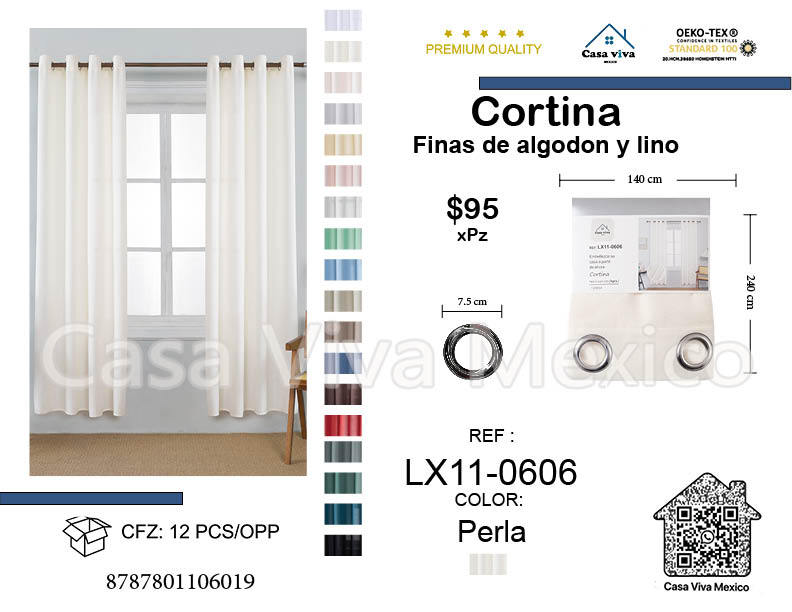 Fine Cotton and Linen Curtains Livingroom Pearl 140*240 cm