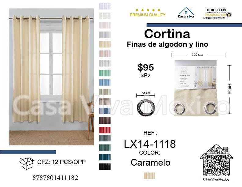 Fine Cotton and Linen Curtains Livingroom Caramel 140*240 cm