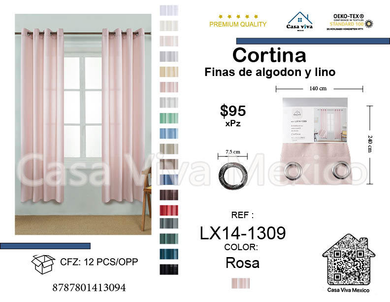 Fine Cotton and Linen Curtains Livingroom Pink 140*240 cm