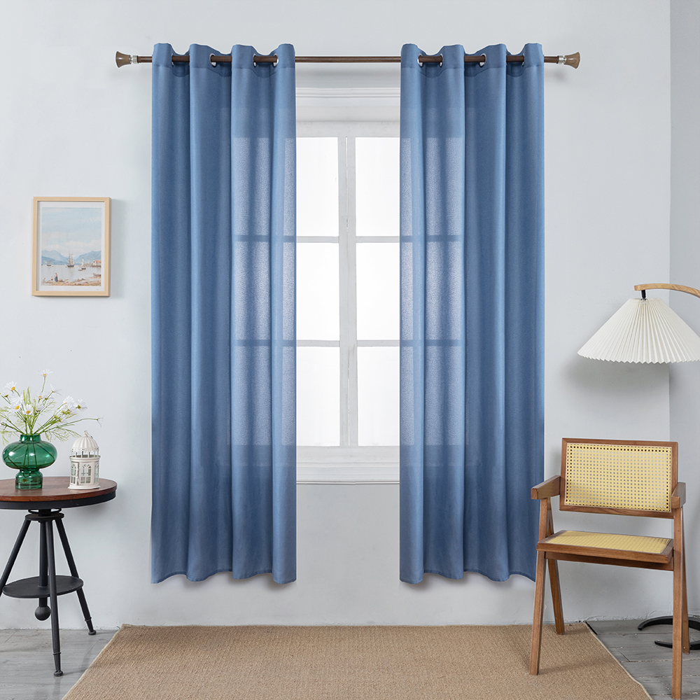 Linen Cross Curtains with Silver Thread