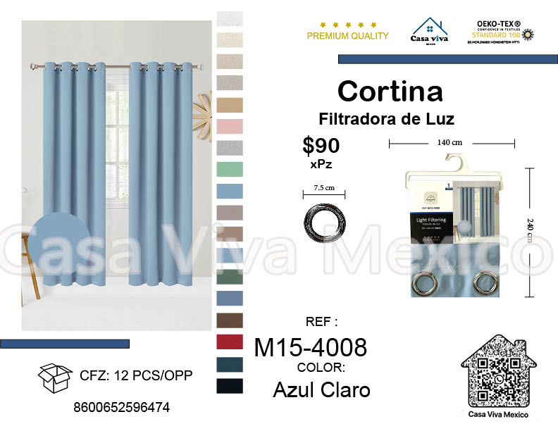 Light Filtering Curtains Light Blue 140*240 cm 