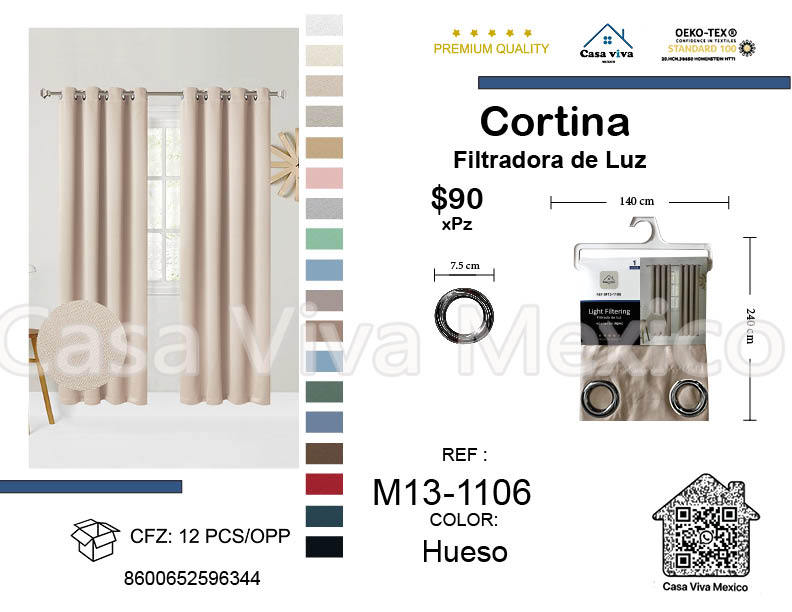 Light Filtering Curtains Bone 140*240 cm 