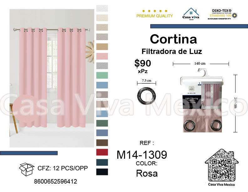 Light Filtering Curtains Pink 140*240 cm 