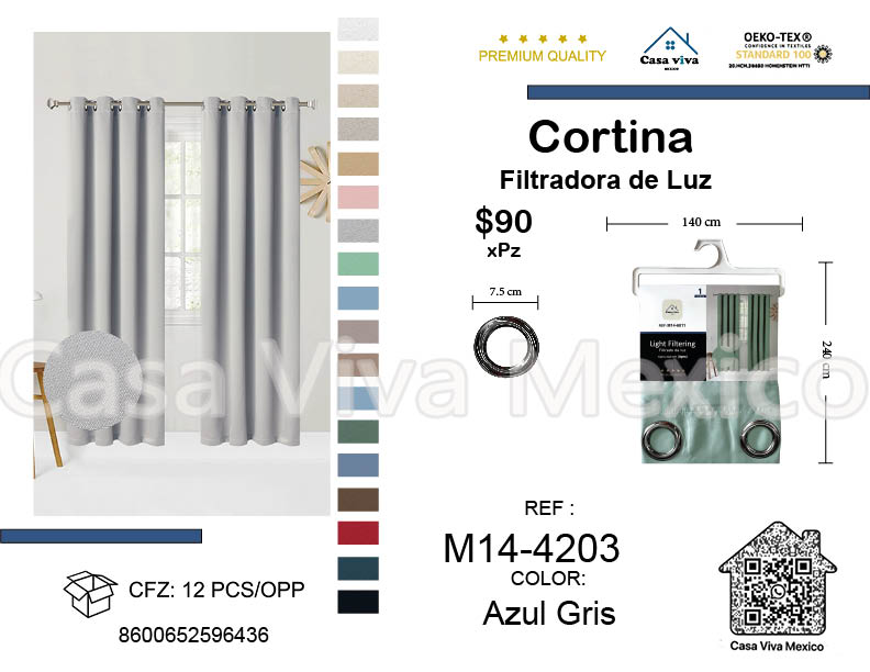 Light Filtering Curtains Blue Gray 140*240 cm 