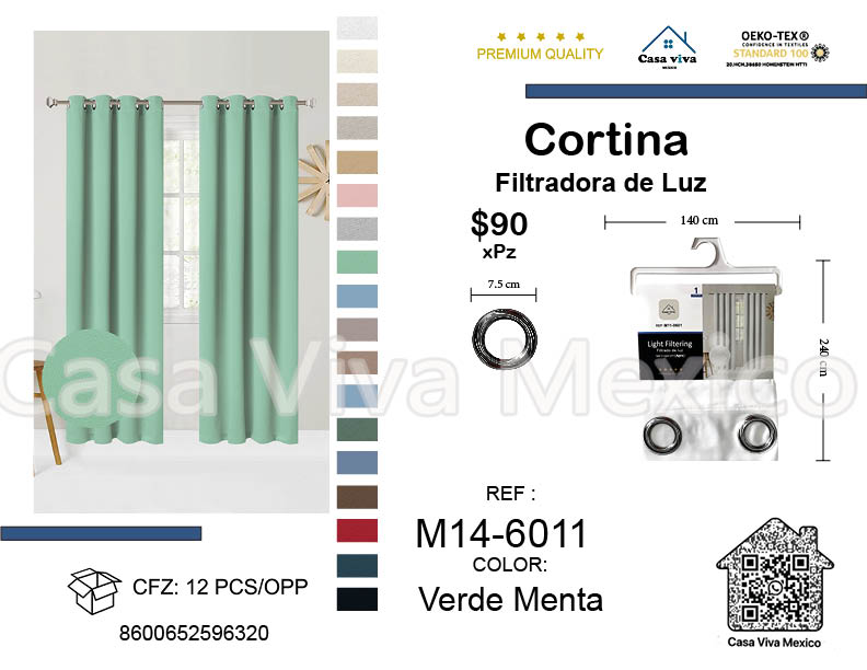 Light Filtering Curtains Mint Green 140*240 cm 