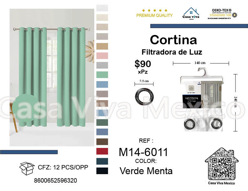 Light Filtering Curtains Mint Green 140*240 cm 