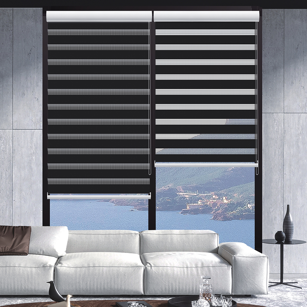 Double layer laminated curtain Black