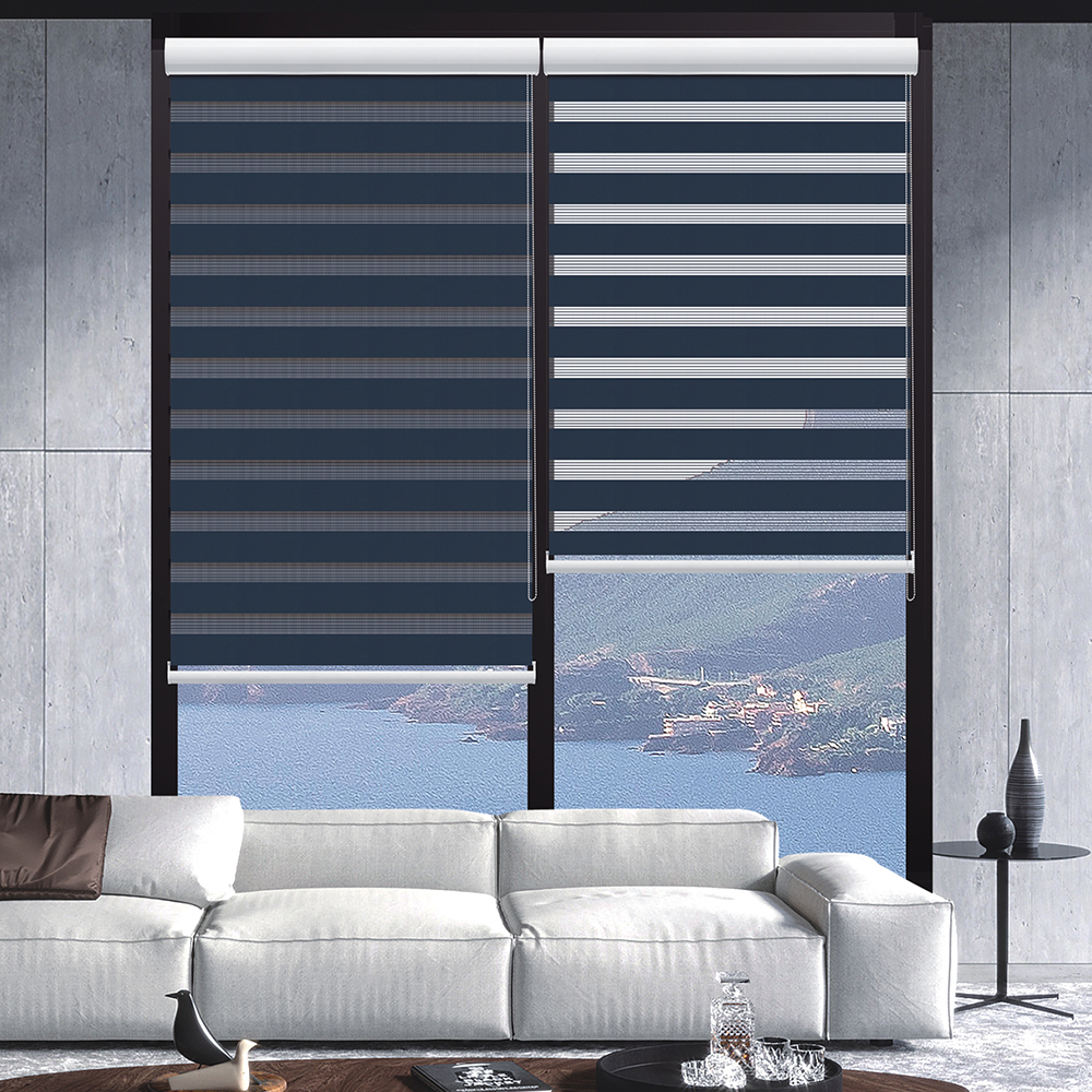 Double Layer Laminated Curtain Dark Blue