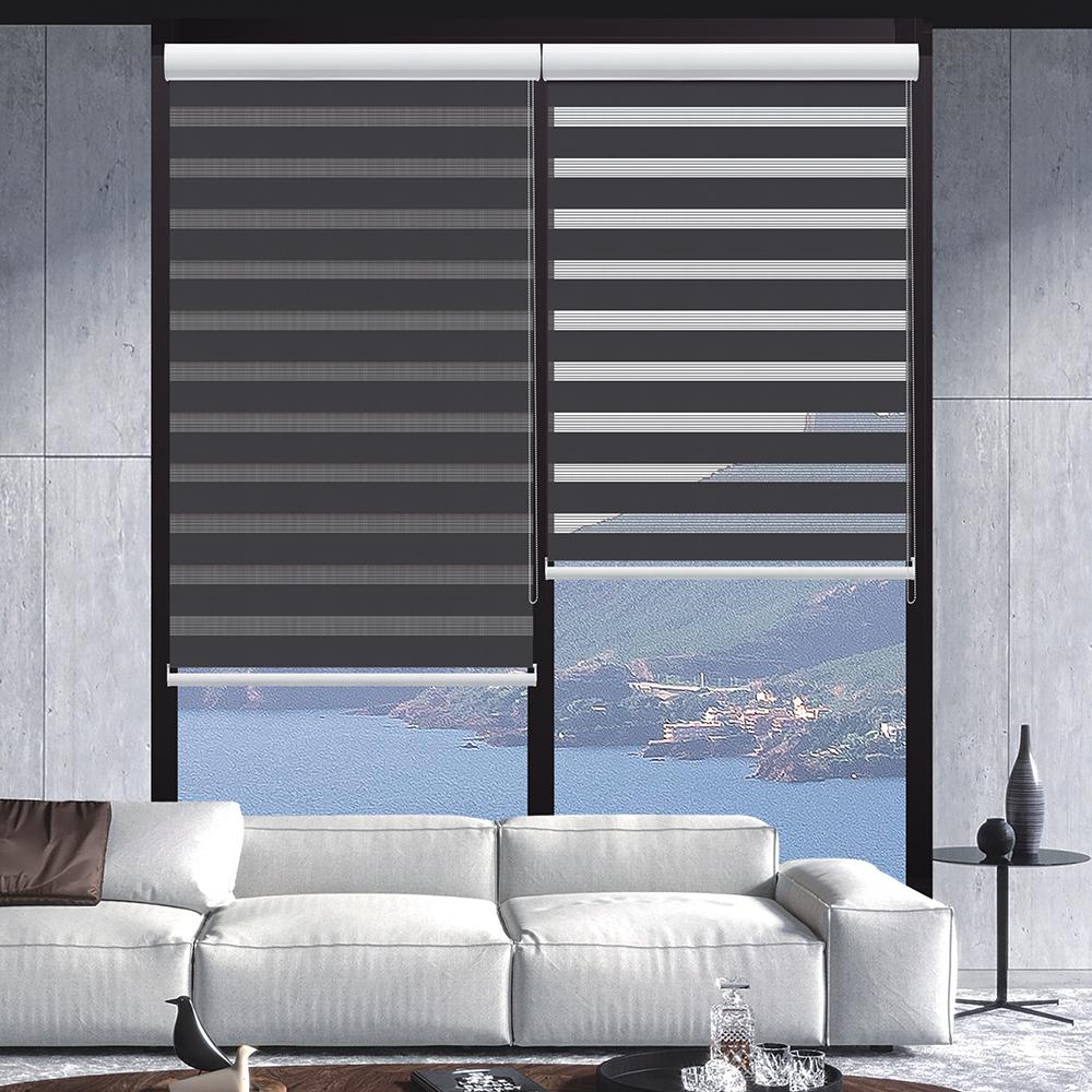 Double layer laminated curtain Grey