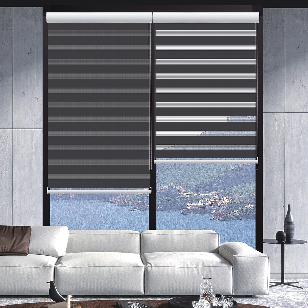 Double layer laminated curtain Grey