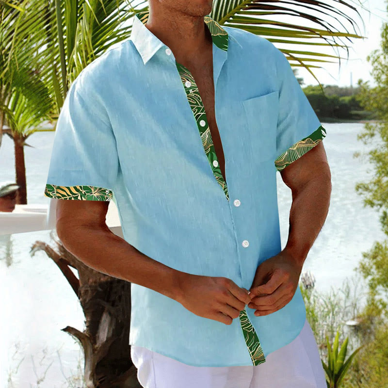 Men's Hawaiian Tropical Floral Print Resort Casual Short Sleeve Shirt