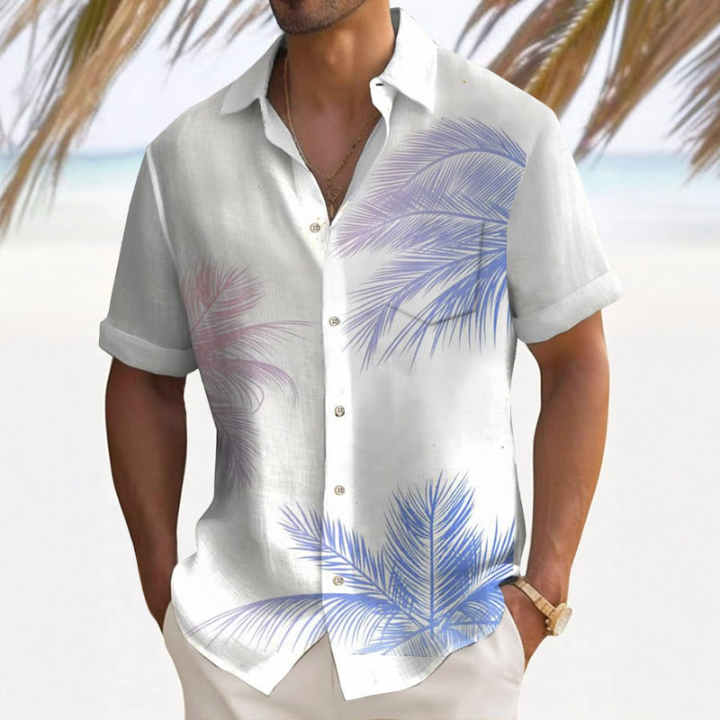 Men's Hawaiian Palm Tree Print Fashion Short Sleeve Shirt