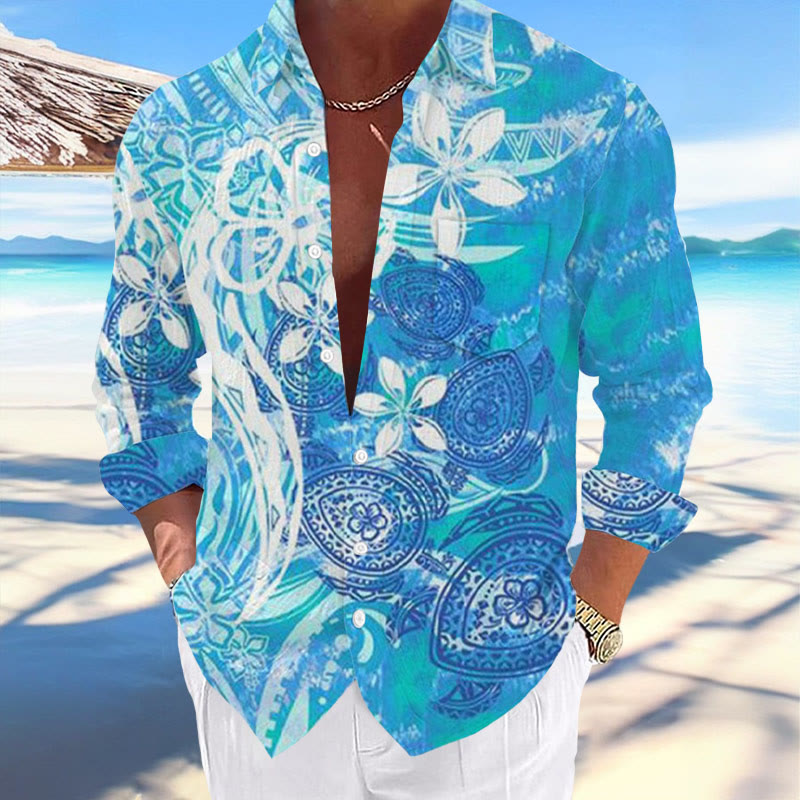Men's Casual Hawaiian Print Lapel Shirt