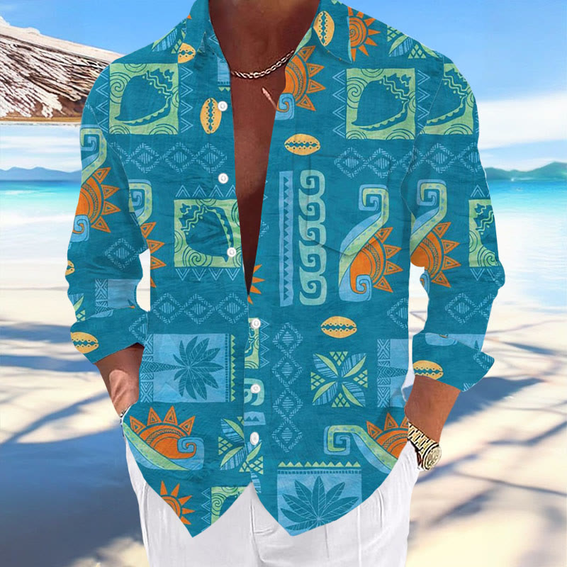 Men's Casual Hawaiian Print Lapel Shirt