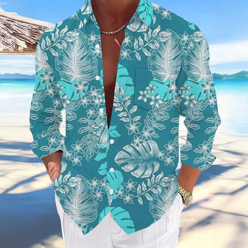 Men's Casual Hawaiian Print Lapel Shirt