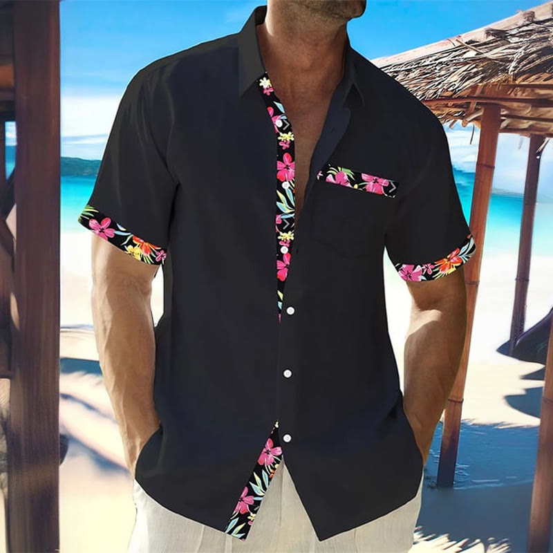 Men's Hawaiian Resort Coconut Tree Print Lapel Shirt