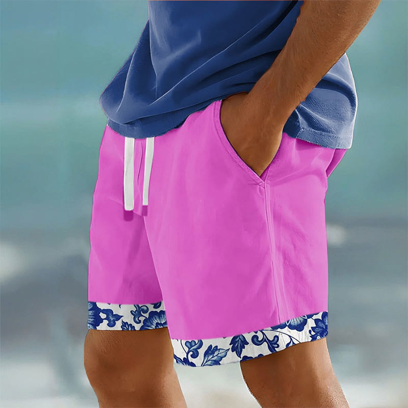 Men's Hawaiian Floral Print Summer Casual Resort Shorts